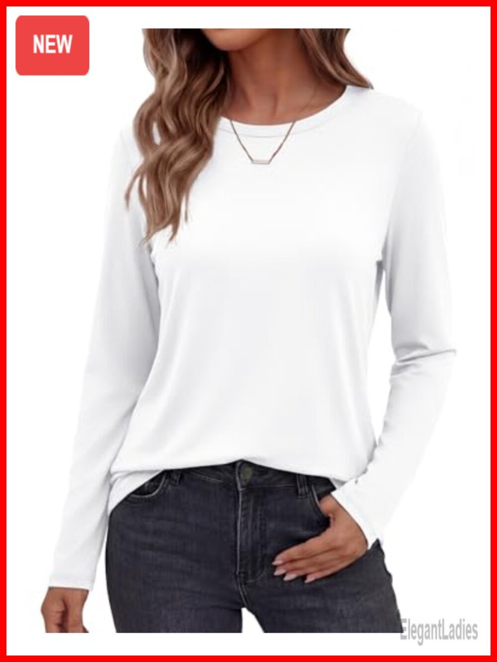 Long Sleeve Crew Neck Relaxed Fit T-Shirt Casual Fall Top
